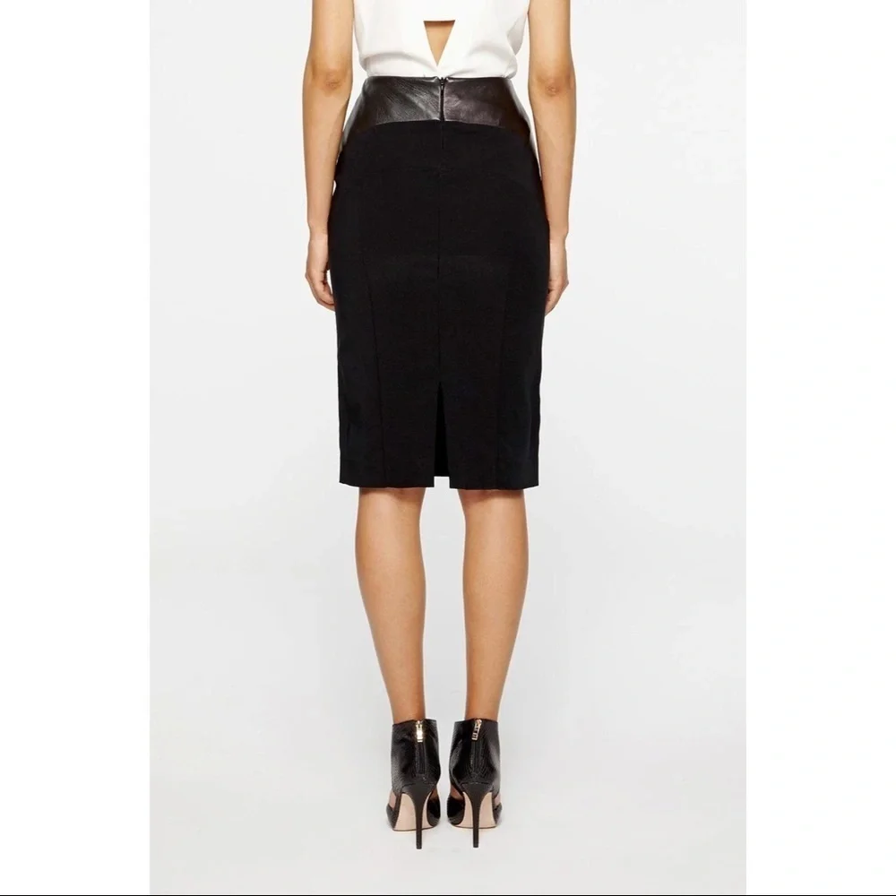 Nicole Miller High Waisted Leather Panel Skirt EUC
